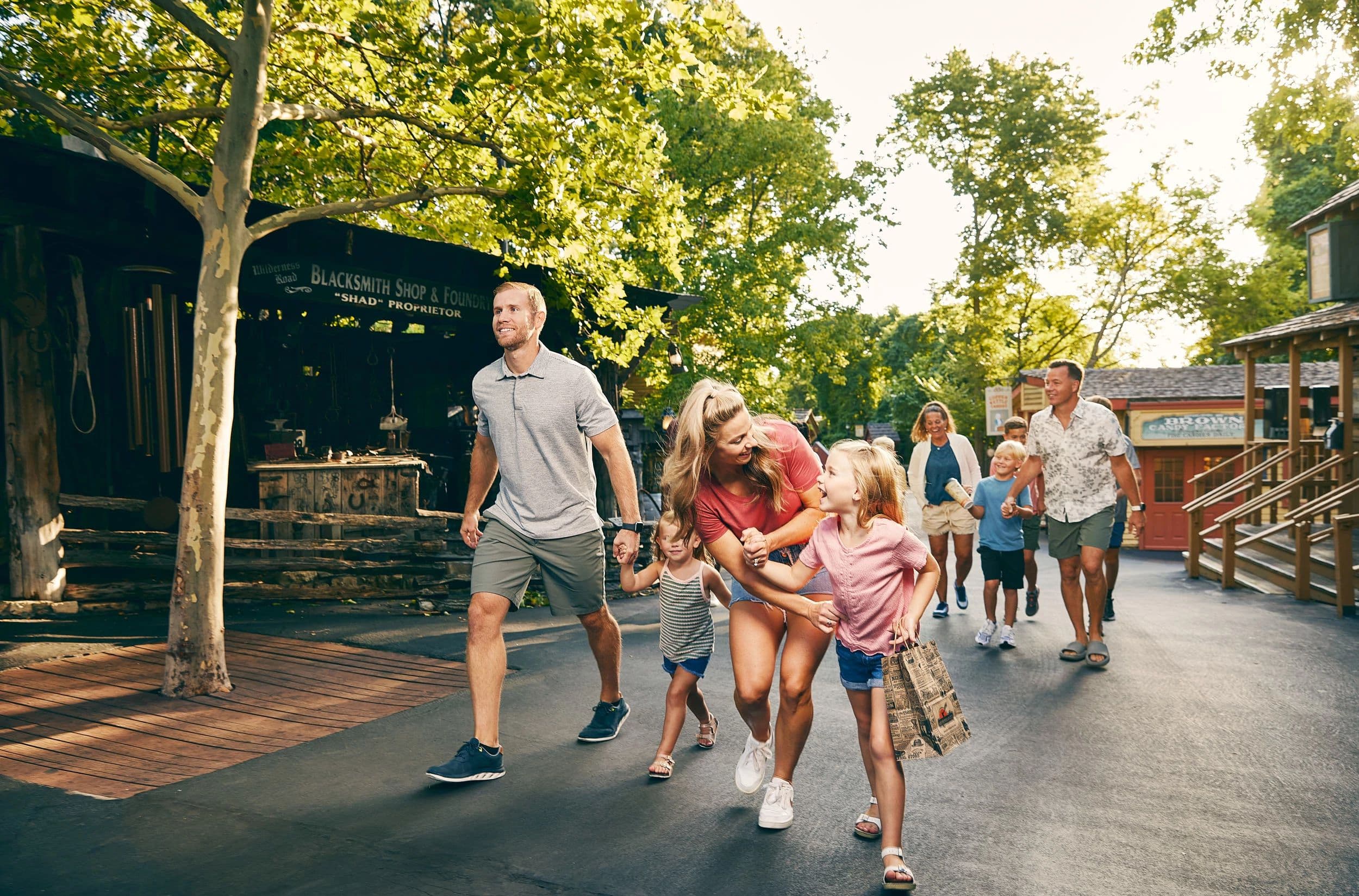 Families at Silver Dollar City near Branson
