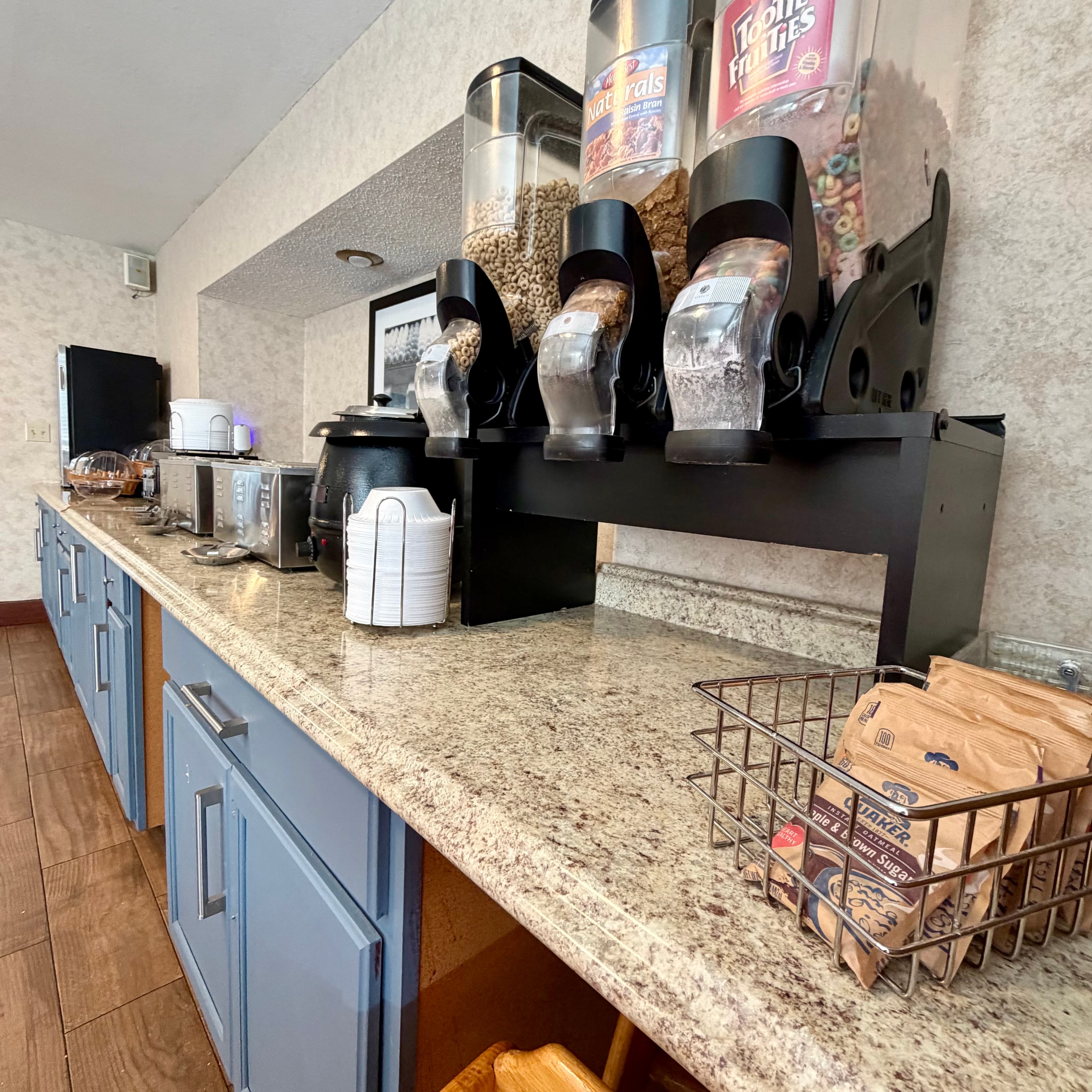 Renovated complimentary breakfast buffet at Angel Inn Central